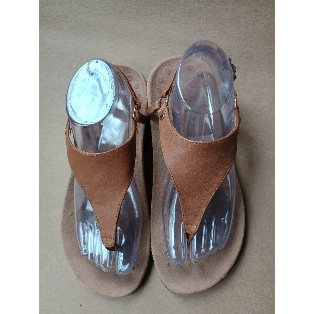 Vionic Women's Kirra II Leather Wedge Sandal Camel Sz 8.5 - Picture 2 of 6
